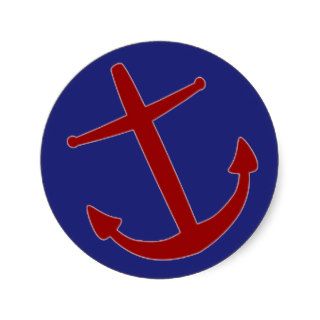 Red on Blue Leaning Anchors Stickers