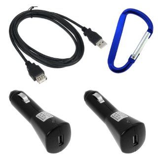 BIRUGEAR 2x USB Car Charger Adapter + 6FT USB 2.0 A Male to USB A Female Extension Cable & Belt Clip for BlackBerry A10 / Z30, Q5, Q10: Cell Phones & Accessories