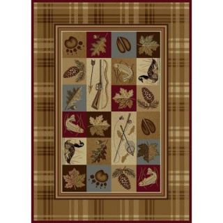 Tayse Rugs Nature Beige 5 ft. 3 in. x 7 ft. 3 in. Lodge Area Rug 6510  Multi  5x8