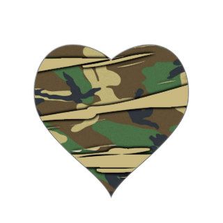 Shredded Camo Heart Heart Stickers