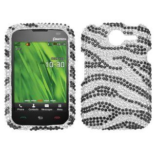 MYBAT Black Zebra Skin Diamante Protector Cover for PANTECH P6030 (Renue): Cell Phones & Accessories