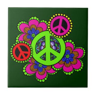 Peace With Flowers Decorative Tile