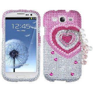 MYBAT Pink Heart Chain Premium 3D Diamante Protector Cover ( with Package ) for SAMSUNG Galaxy S III (i747/L710/T999/i535/R530): Cell Phones & Accessories