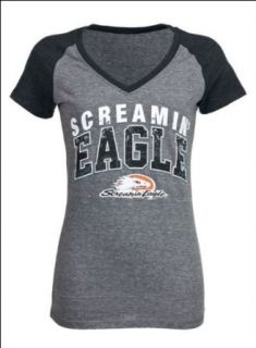Harley Davidson Women's Screamin' Eagle Gravel Raglan V Neck T Shirt. HARLLT0144: Clothing