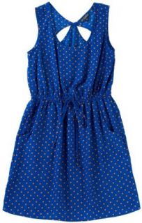 Be Bop Blue Polka Dot Cutout Back Dress Blue/orange Medium at  Womens Clothing store: