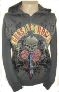 Guns N' Roses GNR Zip Up Hoodie Sweatshirt   Skull and Sword: Clothing
