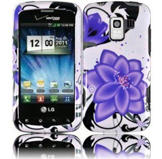 Hard Violet Lily Case Cover Faceplate Protector for LG Optimus Q Straight Talk / Net10 with Free Gift Reliable Accessory Pen: Cell Phones & Accessories