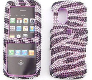 Samsung GRAVITY t459 Full Diamond Crystal,Purple Zebra Full Rhinestones/Diamond/Bling   Hard Case/Cover/Faceplate/Snap On/Housing Cell Phones & Accessories