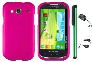 Samsung Godiva (SCH i425)   Hot Pink Premium Design Protector Hard Cover Case (Verizon) + Luxmo Brand Travel (Wall) Charger & Car Charger + Combination 1 of New Metal Stylus Touch Screen Pen (4" Height, Random Color  Black, Silver, Hot Pink, Green