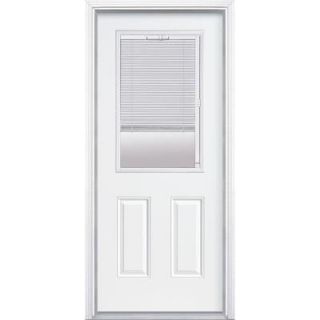 Masonite Premium Half Lite Mini Blind Primed Steel Entry Door with Brickmold 05200