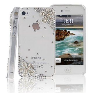 niceEshop(TM) Crystal 3D Five leaf Flower Bling Case Cover for Apple iPhone4/4S +Screen Protector: Cell Phones & Accessories