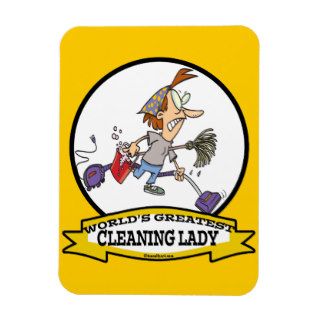 WORLDS GREATEST CLEANING LADY CARTOON RECTANGLE MAGNETS