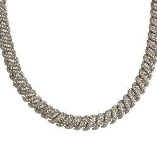 18k Yellow Gold Plated Sterling Silver Diamond Necklace, 17": Jewelry