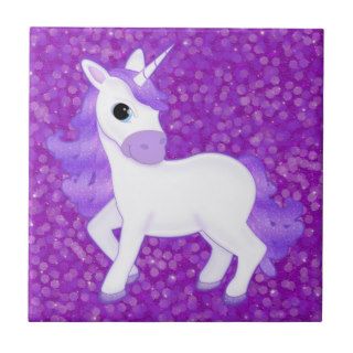 Sparkly Purple Glitter Pattern with a Cute Unicorn Tile