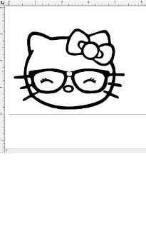 Hello Kitty Like Geek Nerd Glasses Wink Car Window Vinyl Decal Sticker   You Pick Color: Everything Else