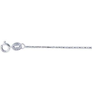 14K 16" White Gold 0.8mm Polish Diamond Cut Lumina Pendant Chain With Spring Ring Clasp: Pendant Necklaces: Jewelry
