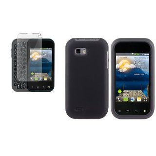 CommonByte Black Rubber Hard Snap On Case Cover+Screen Protector For Tmobile LG Mytouch Q Cell Phones & Accessories