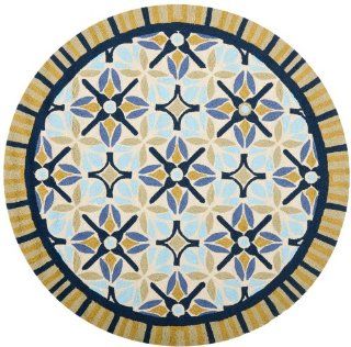 Safavieh FRS449A 4R Four Seasons Collection Indoor/Outdoor Round Area Rug, 4 Feet in Diameter, Tan and Blue  