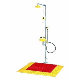 Wearwell PVC 465 Slip Resistant Emergency Shower Mat with 6" Beveled Edges, for Wet and Dry Areas, 30" Width x 36" Length x 7/8" Thickness, Red / Yellow Science Lab Matting