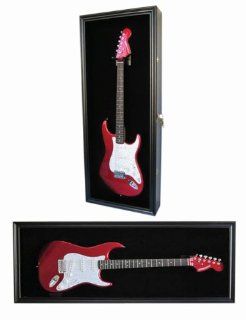 Fender / Electric Guitar Display Case Cabinet Shadow Box with Hanger, Lockable UV Protection Door, Vertically or Horizontally, BLACK Finish (GTAR2(BL) BL) Musical Instruments