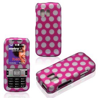 2D Dots on Pink Samsung Straight Talk R451c, TracFone SCH R451c, Messenger R450 Cricket, MetroPCS Case Cover Hard Snap on Rubberized Touch Phone Cover Case Faceplates: Cell Phones & Accessories