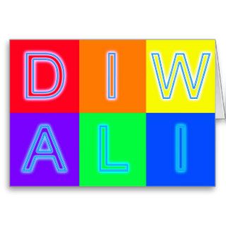Neon Blue Diwali Card