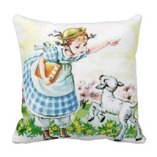 Mary Had a Little Lamb Nursery Rhyme Accent Pillow