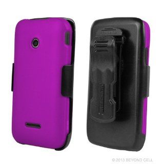 MINITURTLE, 3 in 1 Slim Fit Rubber Feel 2 Piece Snap On Hard Phone Case Cover, Swiveling Holster Belt Clip, and Clear Screen Protector Film Combo Set for Android Smartphone Huawei Inspira H867G Prepaid /Straight Talk and Prism 2 II /T Mobile (Purple): Cell