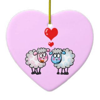 Funny cartoon sheeps, Wedding couple Christmas Ornament