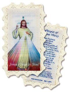 Divine Mercy Jesus Lace Holy Card 