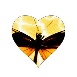 Butterflies Wings Of Gold Heart Stickers