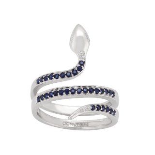 Gemondo 9ct White Gold 0.30ct Sapphire & 1pt Diamond Snake Design Ring: Jewelry