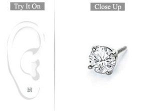 Mens 18K White Gold Round Diamond Stud Earring 0.25 CT. TW.: Jewelry