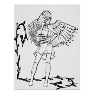 Gothic Angel Color Your Own Fantasy Print