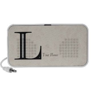 Damask Letter L   Black Travelling Speaker