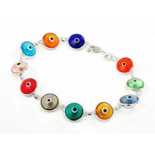 Glass Eye Link Bracelet Gemstone Color: Multi Transparent: Jewelry