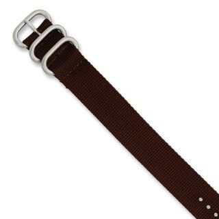 18mm Brown Military style Nylon Silver tone Buckle Watch Band Watches