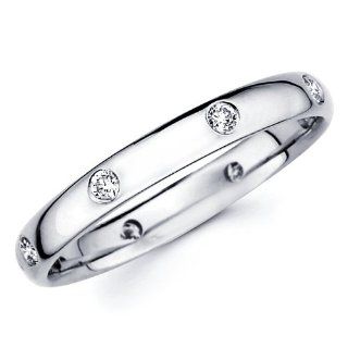 14K White Gold Round cut Diamond COMFORT FIT Eternity Anniversary Wedding Ring Ring Bands   Comfort Fit   (0.14 CTW., G H Color, SI Clarity): The World Jewelry Center: Jewelry