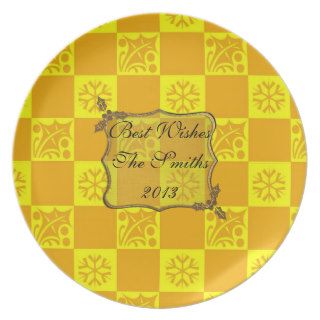 Yellow Christmas Design Plate with Text Plaque