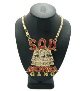 SOULJA BOY S.O.D. Money Gang Pendant w/ Franco Gold/Red MP485GRD: Jewelry