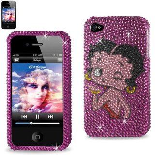 Betty Boop Pink Bling Rhinestone Crystal Snap on Full Cover Case for AT&T Verizon Sprint iPhone 4 iPhone 4S (4 Bling BB Blow Kiss Pink): Cell Phones & Accessories