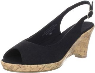 Annie Shoes Women's Luna Slingback Sandal,Black Linen,12 B US Shoes