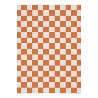 Orange Checkered Pattern Print