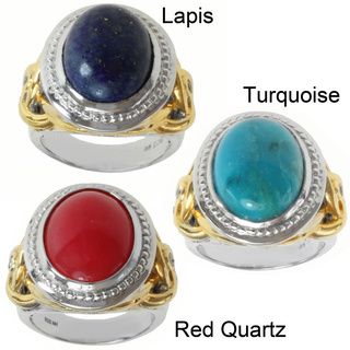 Michael Valitutti Two tone Turquoise, Lapis or Red Quartz and White Sapphire Ring Michael Valitutti Gemstone Rings