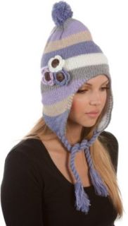 Sakkas EarflapCrochet45PTK Crochet Flower Multi Color Stripe Fully Lined Earflap Hat   Lavender: Clothing
