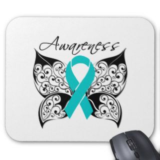 Tattoo Butterfly Awareness   Ovarian Cancer Mousepad