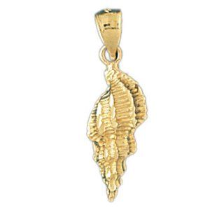 14K Gold Charm Pendant 1.4 Grams Nautical>Shells314 Necklace: Jewelry
