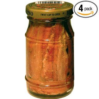 Bellino Fillet of Anchovy, 4.25 Ounce Glass Jars (Pack of 4) : Packaged Anchovies : Grocery & Gourmet Food