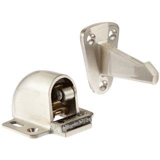 Rockwood 494.15 Brass Wall Mount Automatic Door Holder with Stop, Satin Nickel Plated Clear Coated Finish, 3 3/4" Wall to Door Projection, Includes Fasteners for Use with Solid Wood Doors and Drywall/Plaster Walls: Industrial Hardware: Industrial &