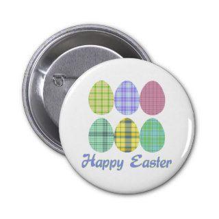 Plaid Easter Eggs Pinback Buttons